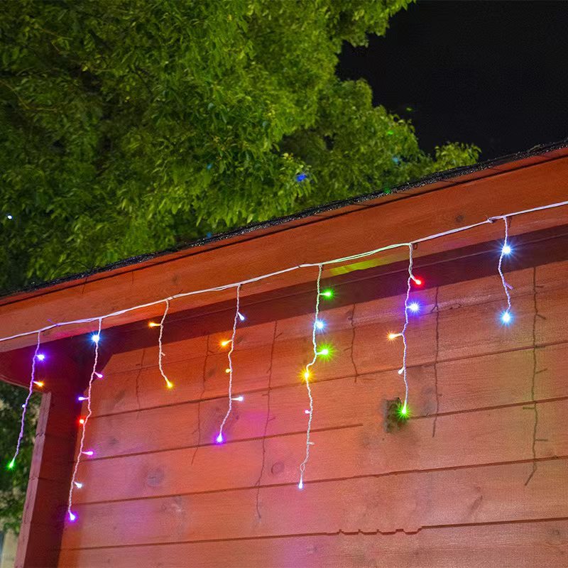 Ripob | Quntis 50m LED Eiszapfen Lichterkette | IP44 Wetterfest | 36V Niederspannung | 500+ LEDs | Eiszapfen Wasserfall-Effekt | Warmweiß