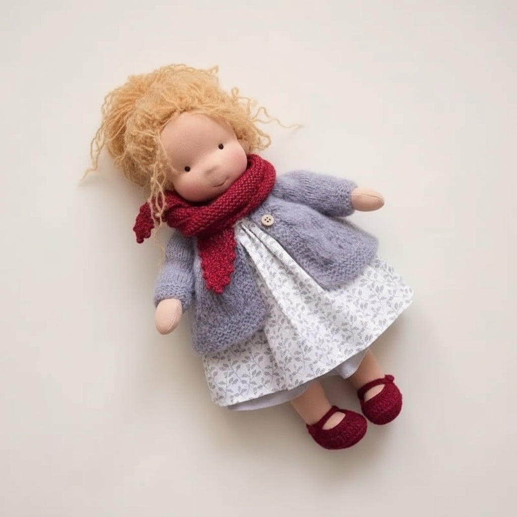 Elora Handgemachte Waldorfpuppe – Natur Baumwoll Kuschelpuppe für kreatives Spiel