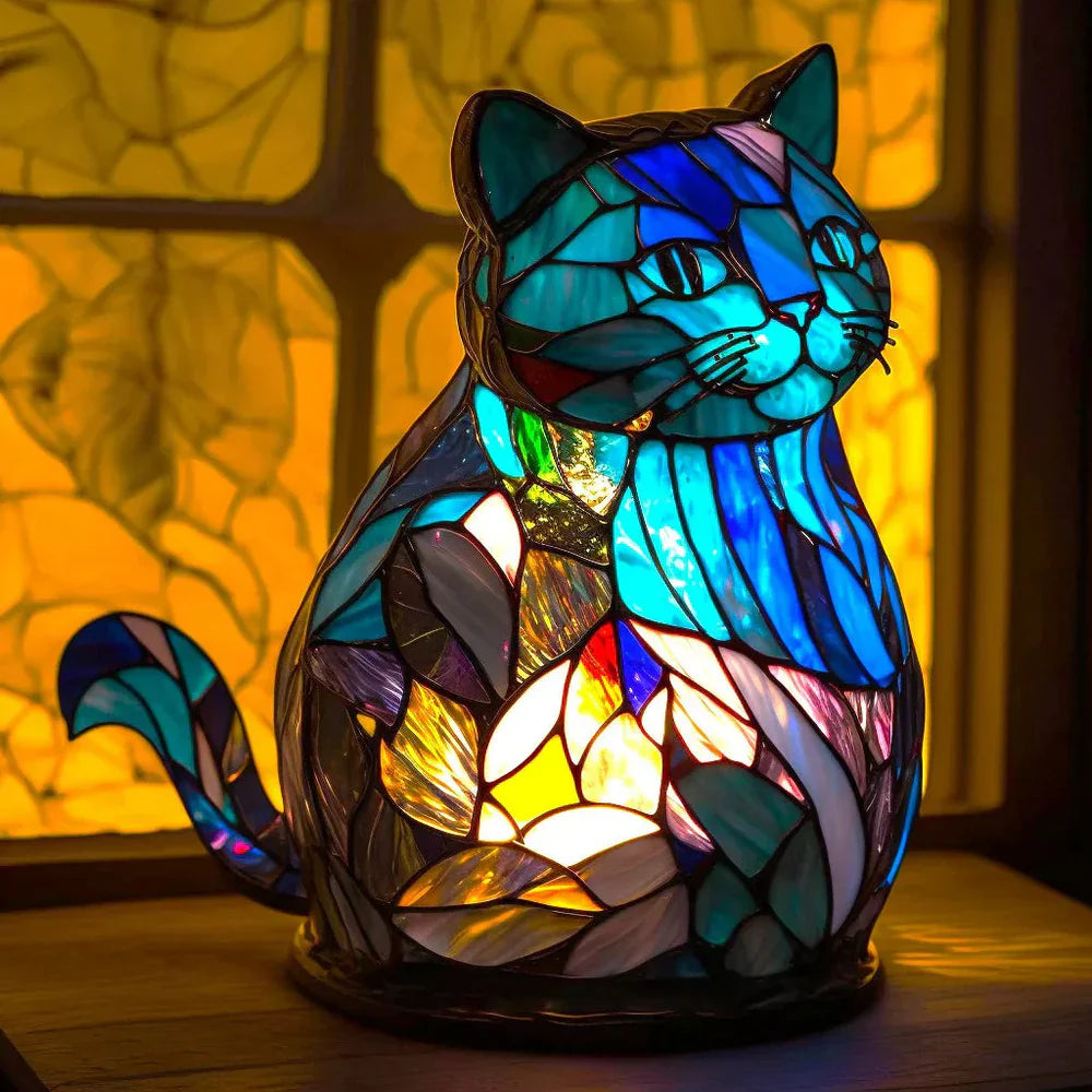 Tischlampe Buntglas Motivlampe Dekoratives Licht Kunst Tierdesign