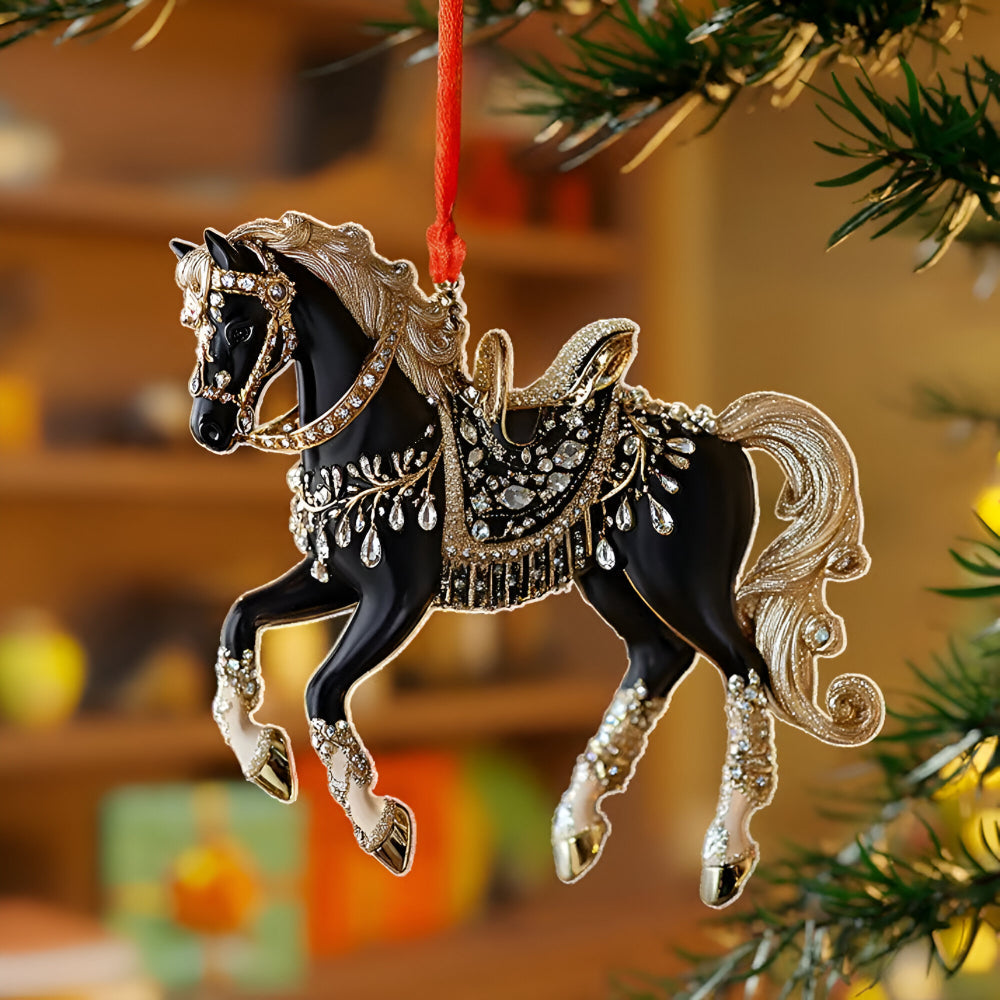 Weihnachtliches Pferdeornament aus Acryl, handgefertigte Baumdekoration