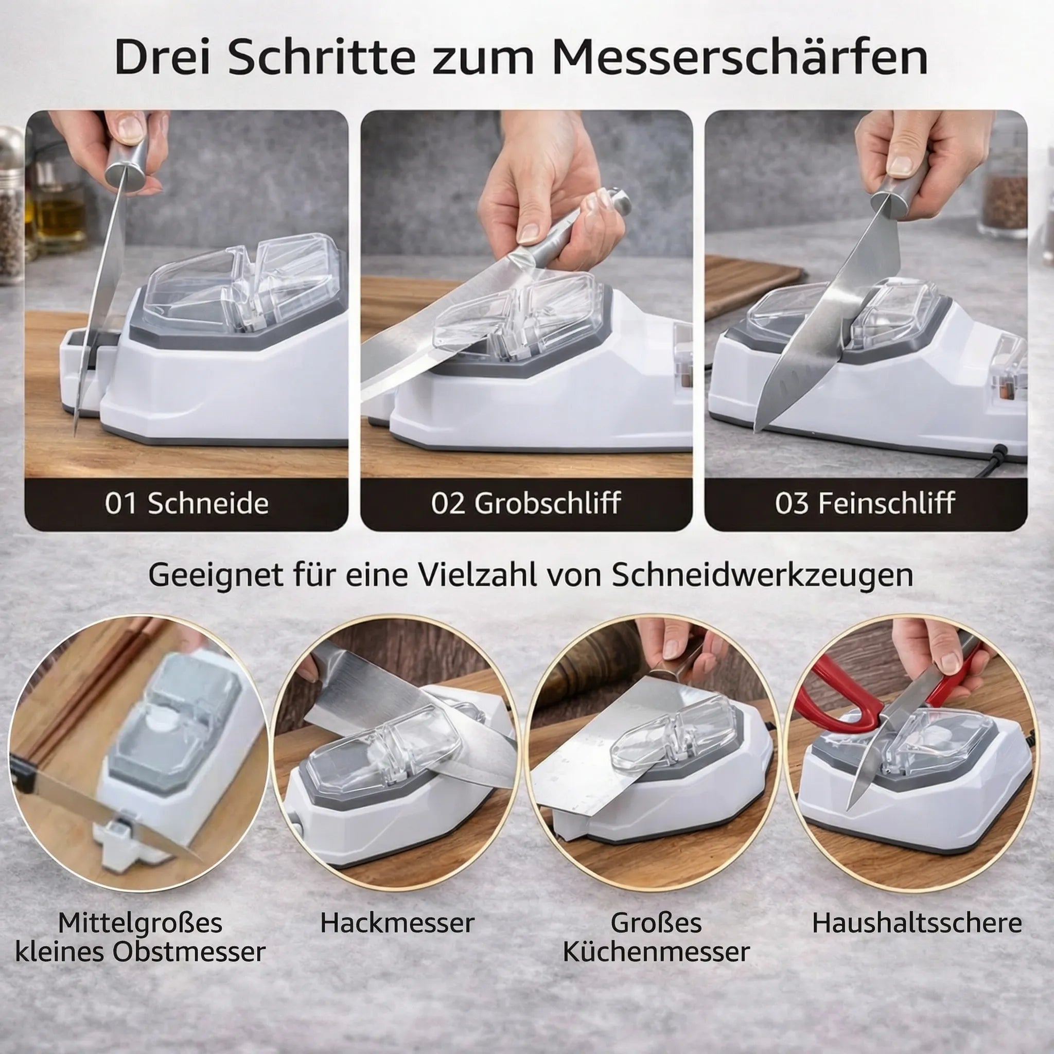 Elektrischer Messerschärfer | Einfaches Messerschärfen | Messerschärfgerät | SharpFix