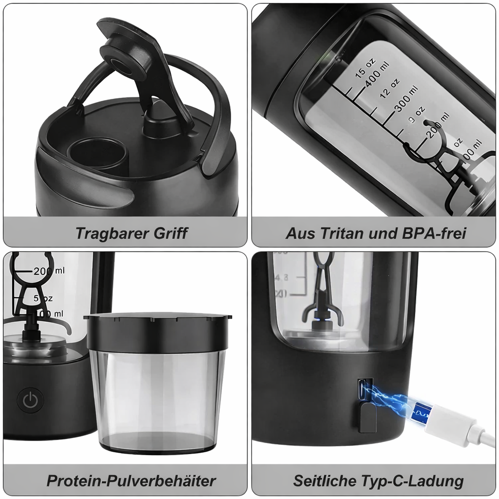 Elektrischer Protein-Shaker | Selbstrührender Shaker-Becher | USB-Mixer-Becher | Mixadel