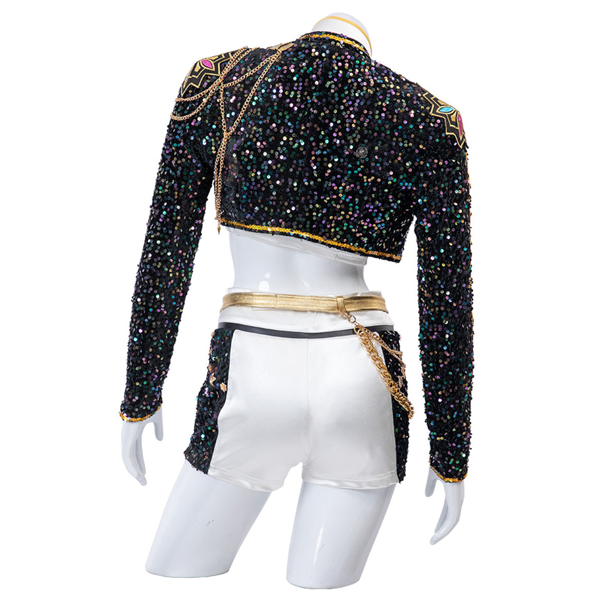 Glitzerkostüm Damen Schwarz Gold
