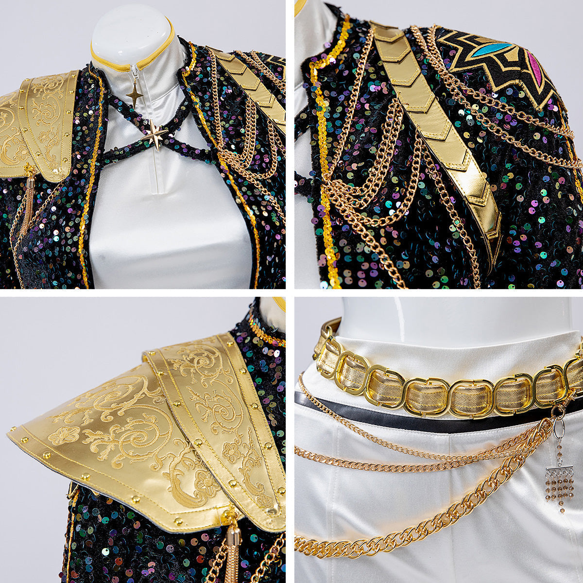 Glitzerkostüm Damen Schwarz Gold