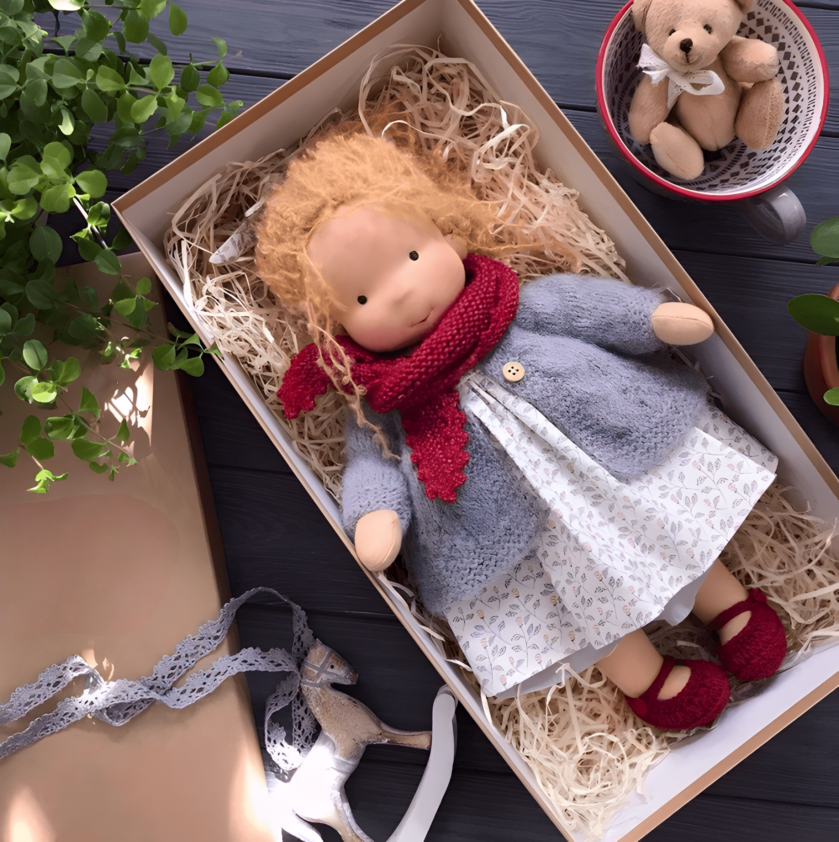 Handgemachte Stoffpuppe Weiches Baumwollspielzeug