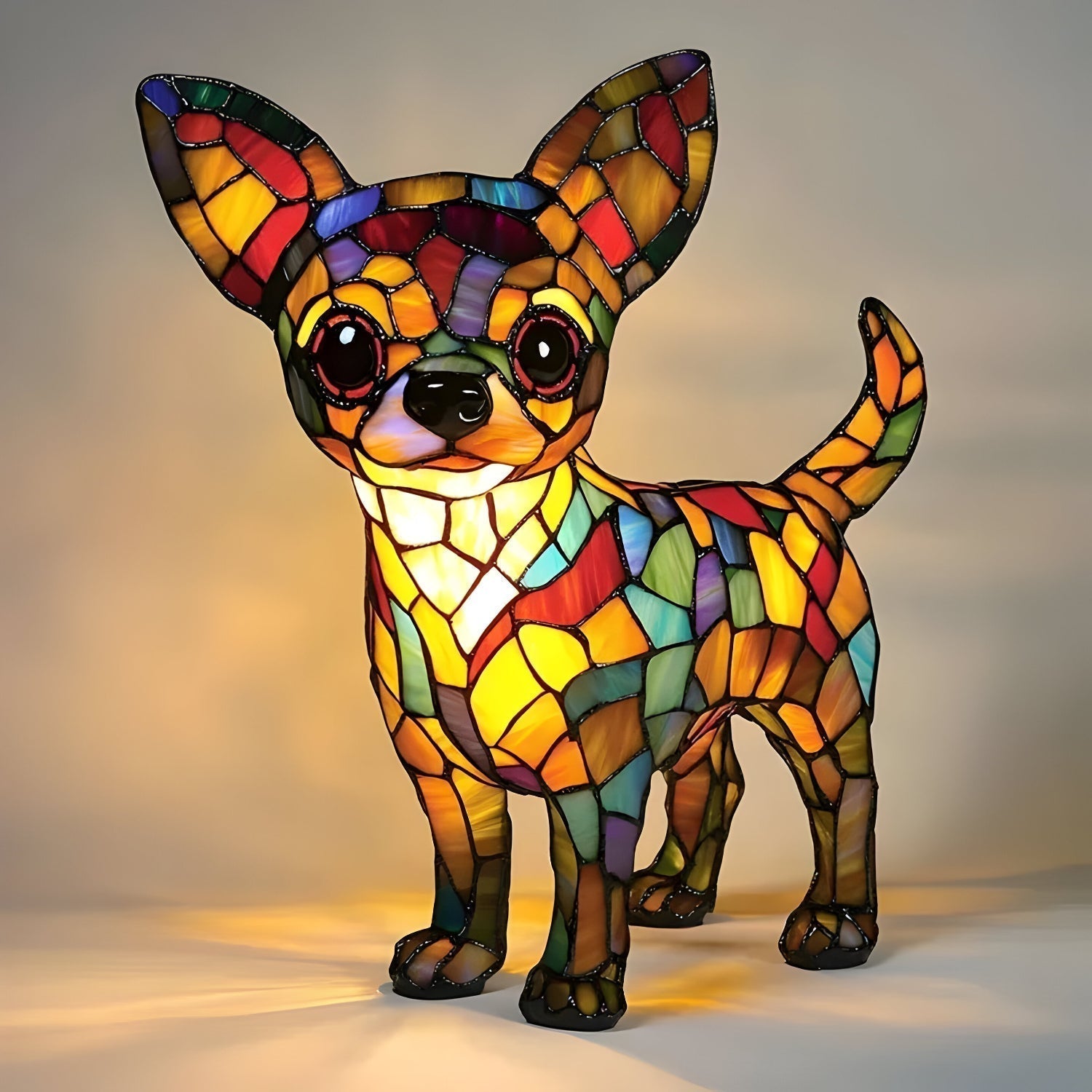 Buntglas Hund Tischlampe Dekorative Tierbeleuchtung