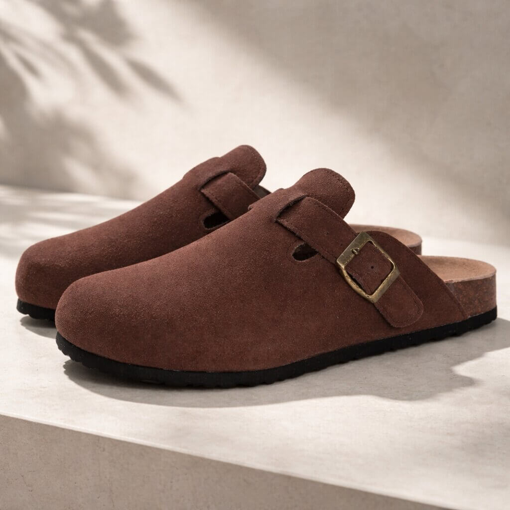 Orthopädische Hausschuhe für Damen & Herren | Wildleder Clogs | Pantoletten | Suedara