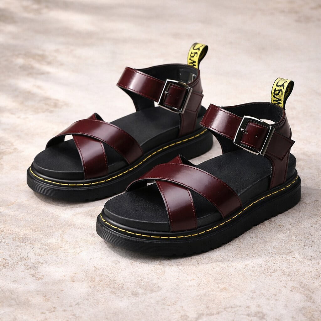 Orthopädische Plattform-Sandalen für Damen aus Leder | Ravellea