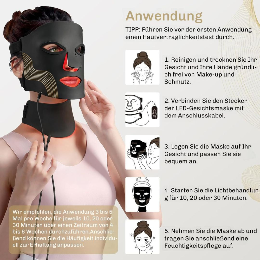 Rotlichtmaske | LED-Gesichtsmaske | Lichttherapie für die Haut | SkinGlow