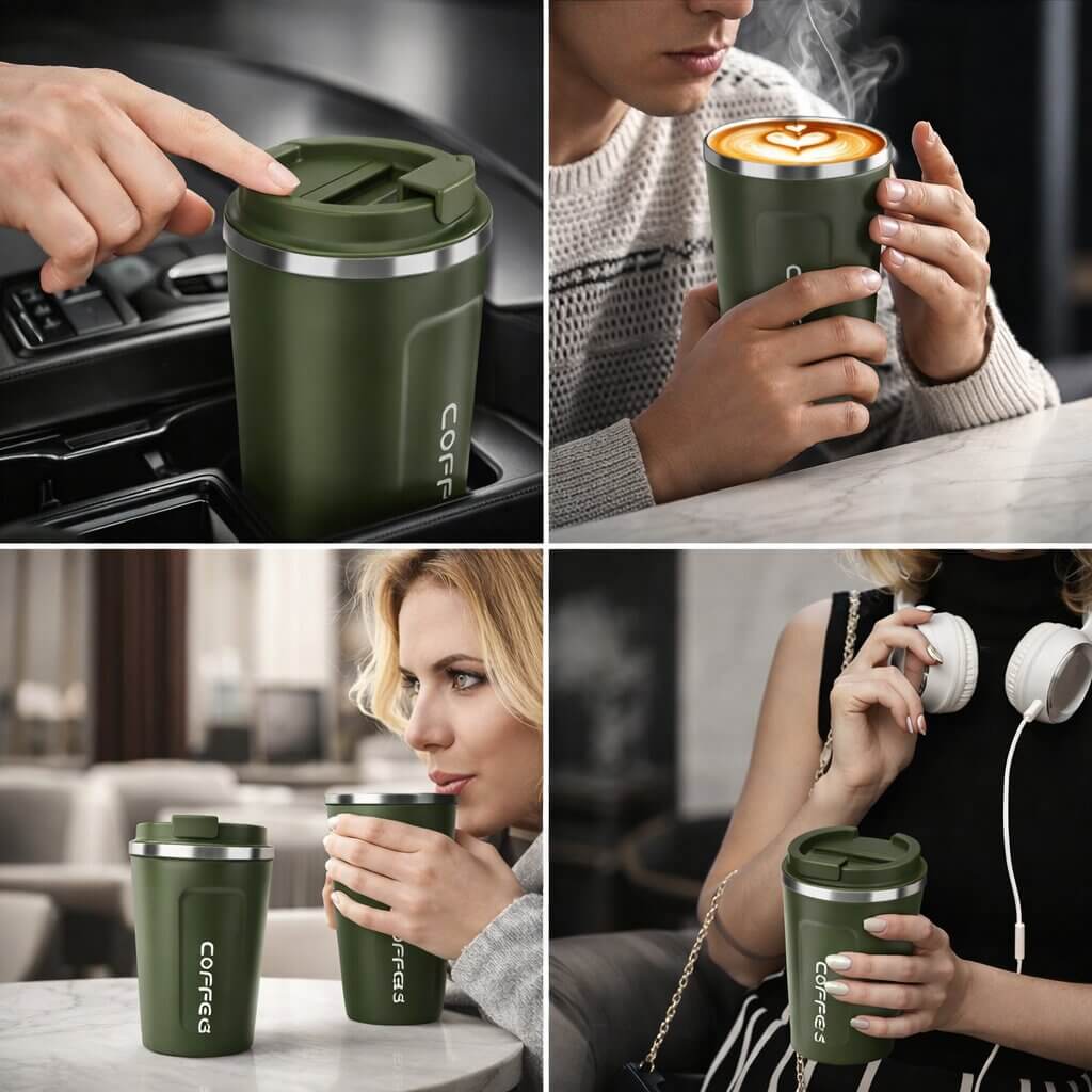 Thermobecher mit Temperaturanzeige | Smarter Trinkbecher aus Edelstahl | Themiora