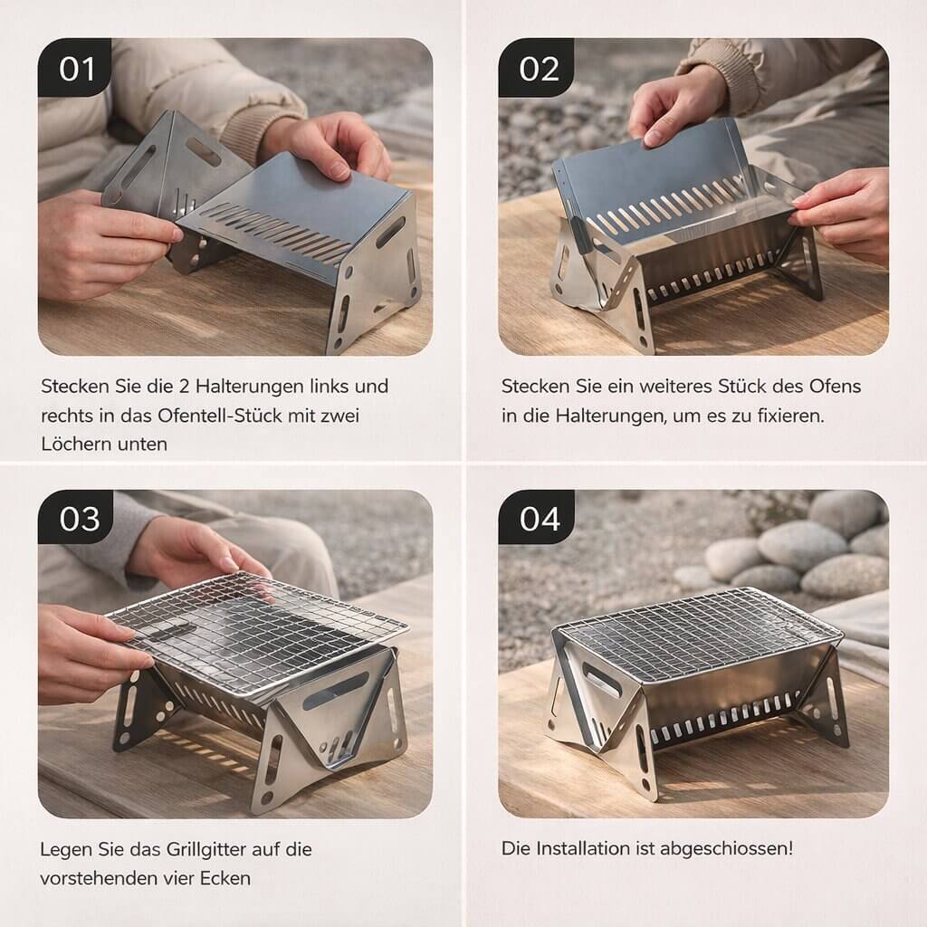 Portabler Holzkohlegrill | Holzkohlegrill für Garten, Camping & Outdoor | Grill Stahl