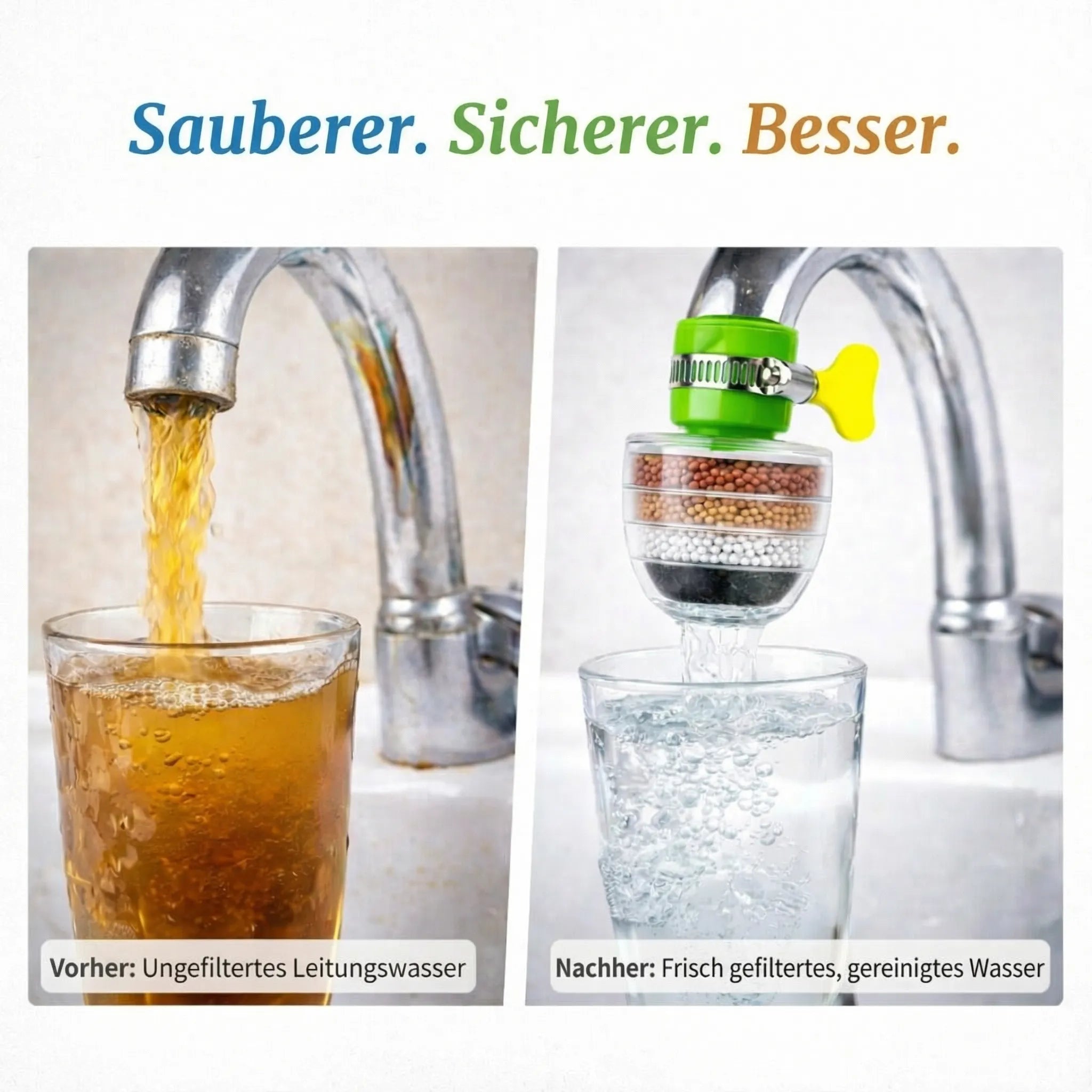 Wasserfilter für den Wasserhahn zu Hause | Trinkwasserfilter für sauberes Wasser | PureFlow
