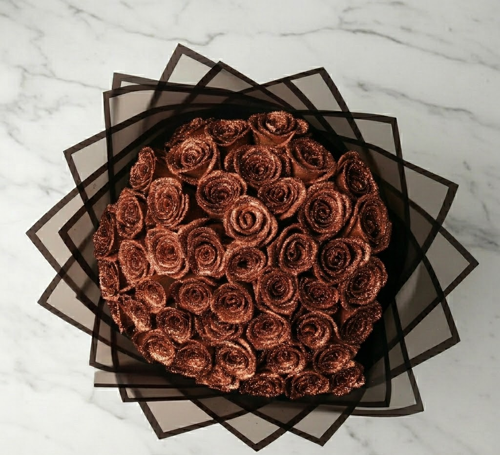 Rosa Glitzerrose Geschenkbox – Symbol ewiger Liebe