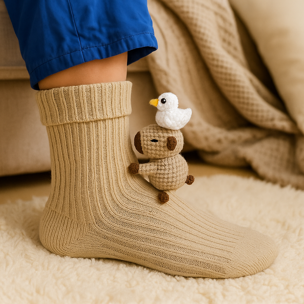 Gemütliche Socken Winter Rutschfeste Haussocken Plüsch Unisex