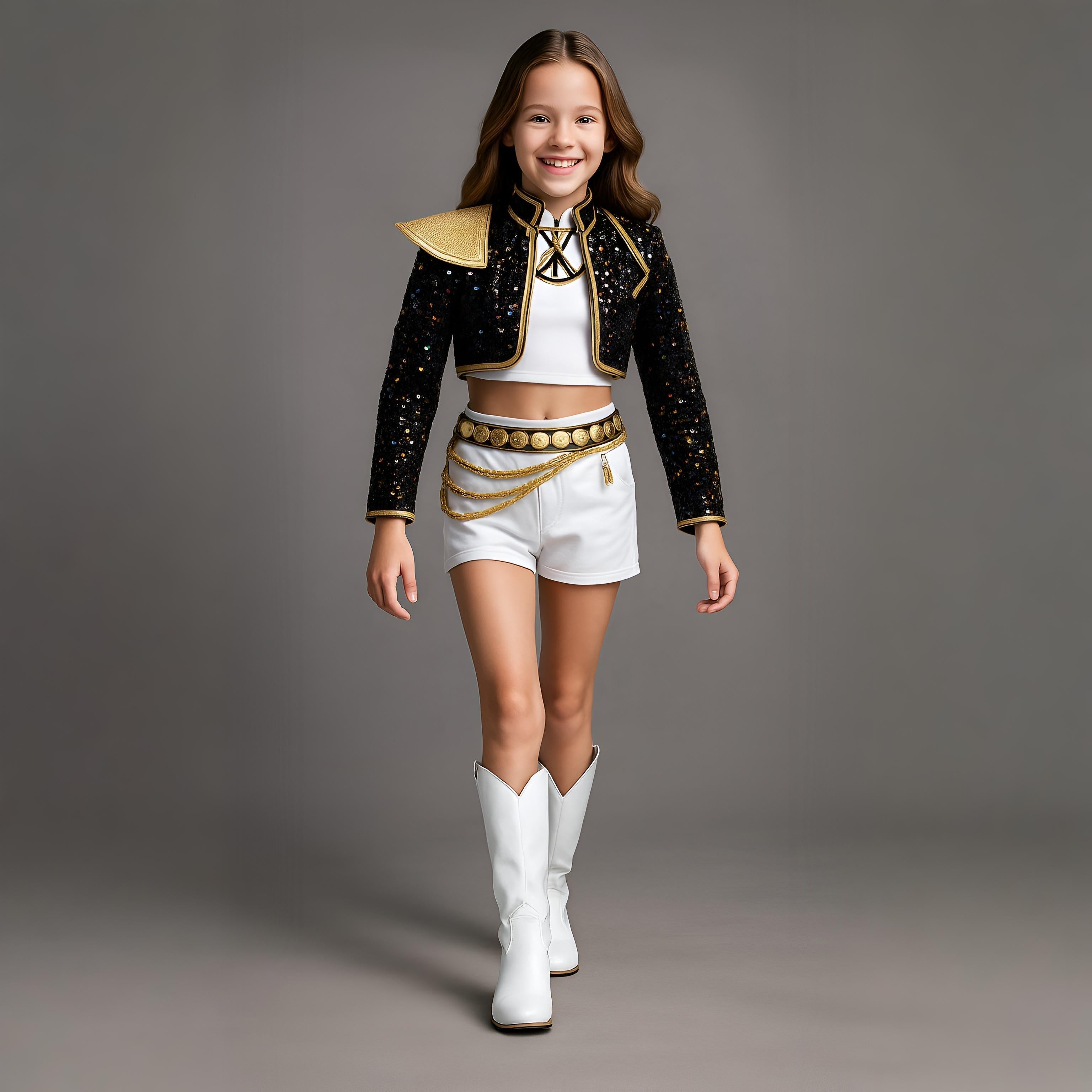Glitzerkostüm Damen Schwarz Gold