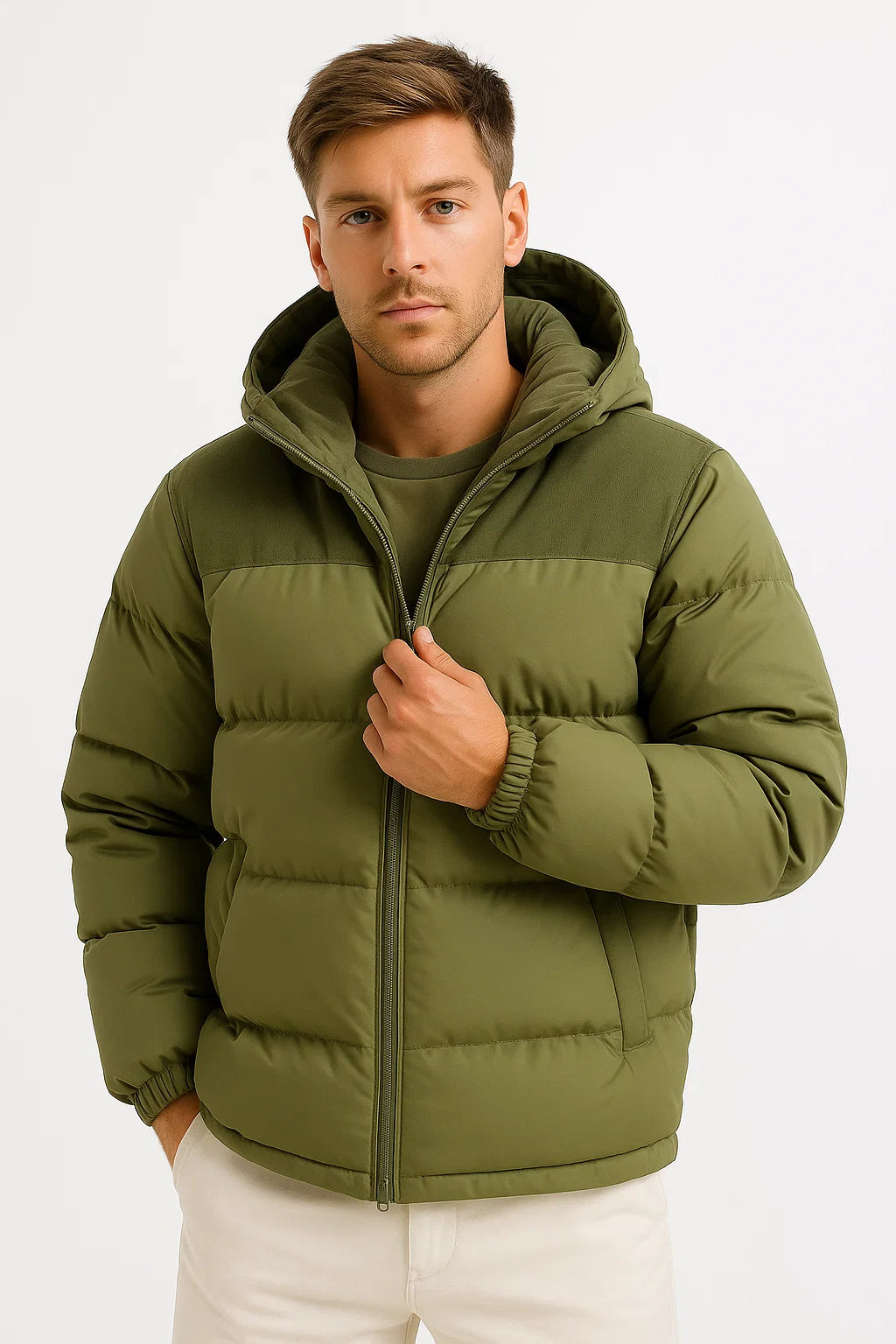 Herren Pufferjacke – Leichte Kapuzen-Winterjacke mit Isolierung