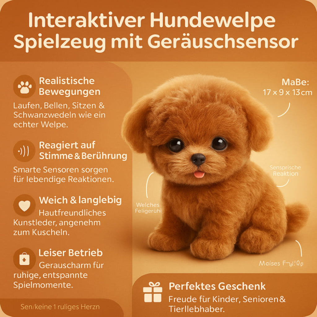 Interaktiver Plüschhund mit realistischem Bewegungs- und Geräuschbegleiter