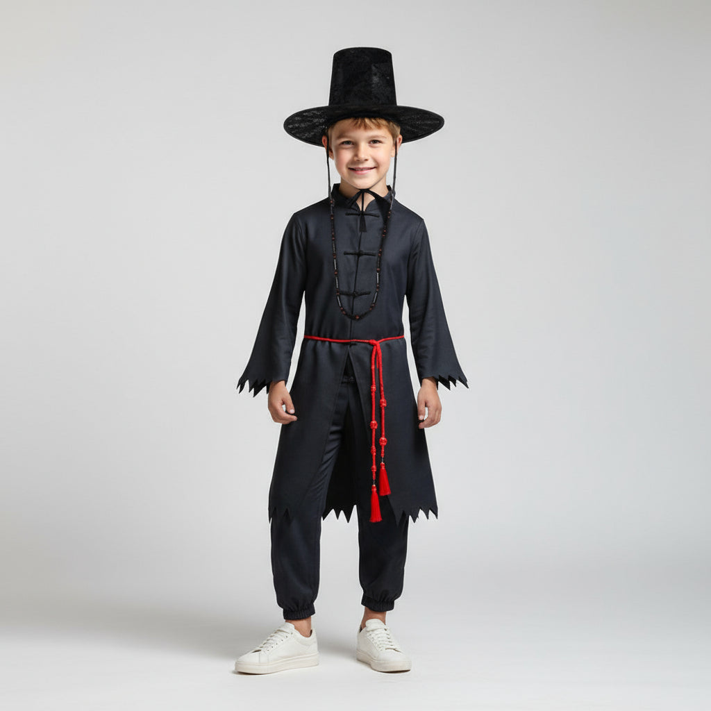 Kinder schwarzes Cosplay-Outfit-Set Kostüm
