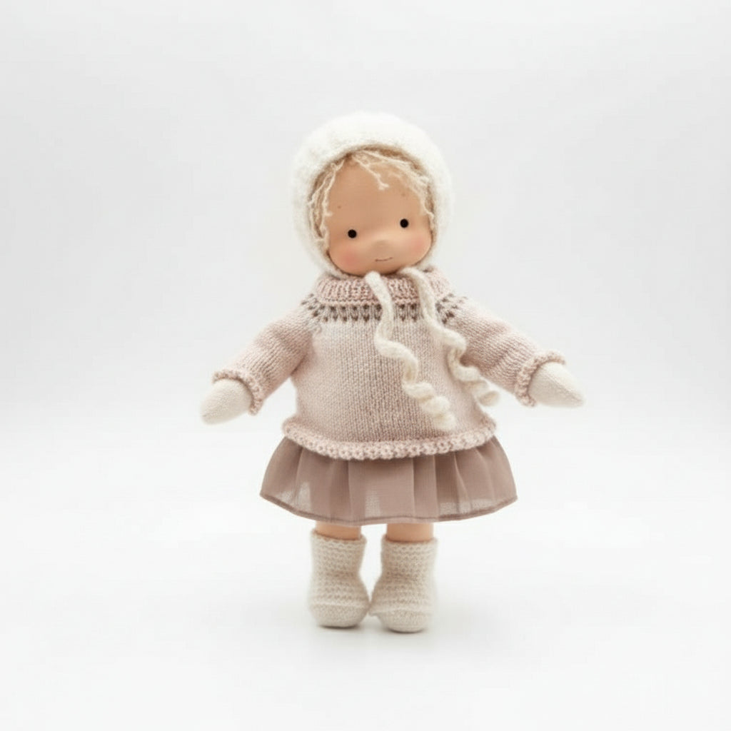 Elora Handgemachte Waldorfpuppe – Natur Baumwoll Kuschelpuppe für kreatives Spiel