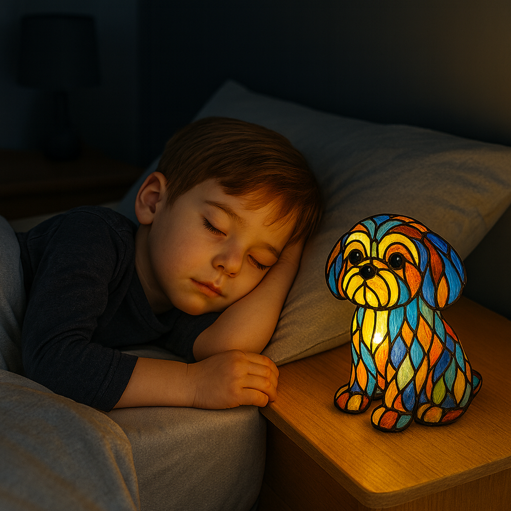 Buntglas Hund Tischlampe Dekorative Tierbeleuchtung