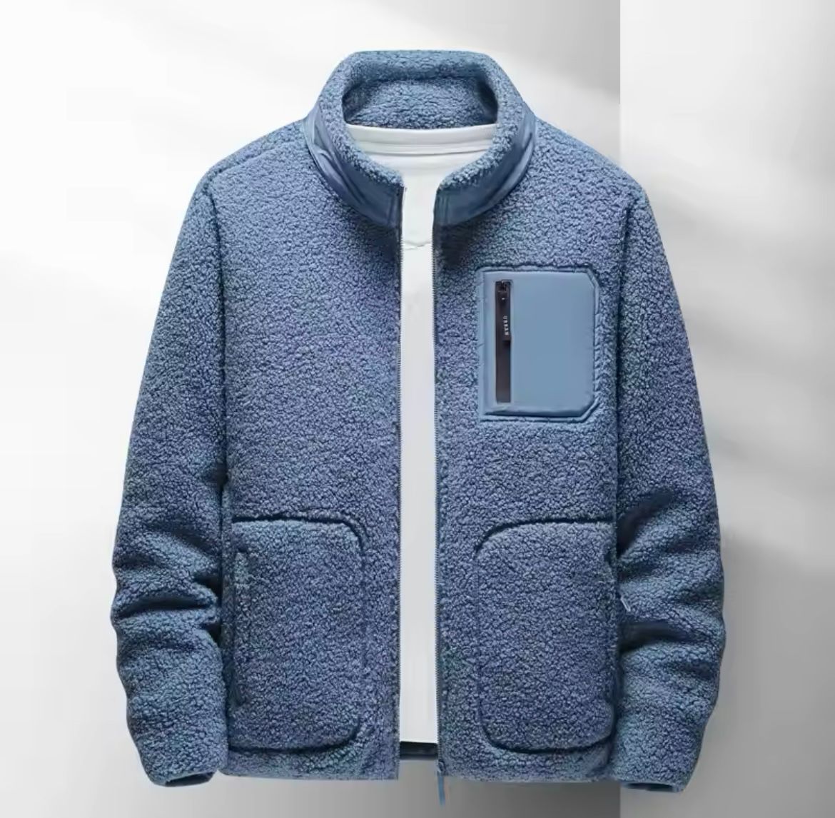 Herren Zip-Jacke mit hohem Kragen und mehreren Taschen