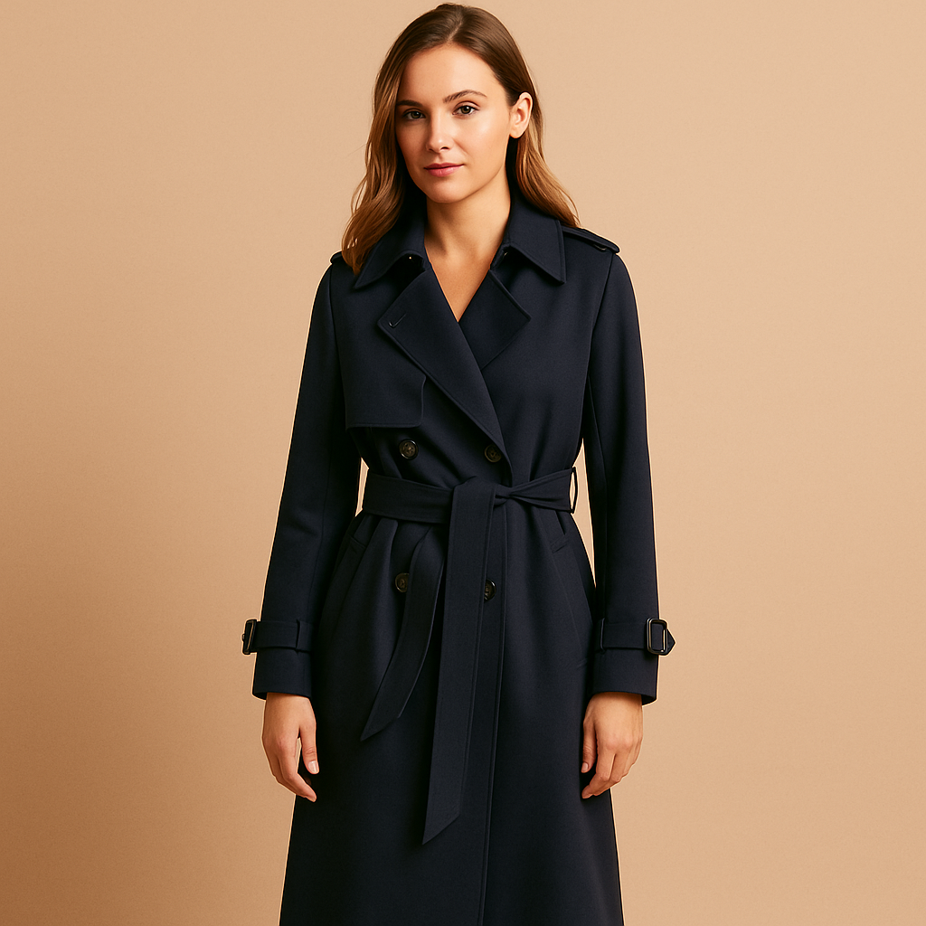 Damen Langer Wintermantel | Elegantes Doppelreiher-Design
