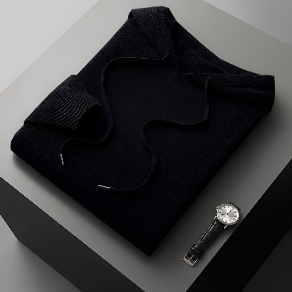 Herren Merino Woll Strick Hoodie Pullover