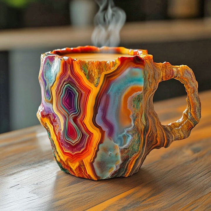 KaffeeTassen GlaceCup | Handgefertigt & Mineral Kristall | Isolierend & Mikrowellengeeignet | 350–450 ml