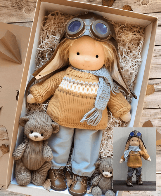 Handgefertigte Waldorf-Kuschelpuppe - Kuschelfreund für Kinder