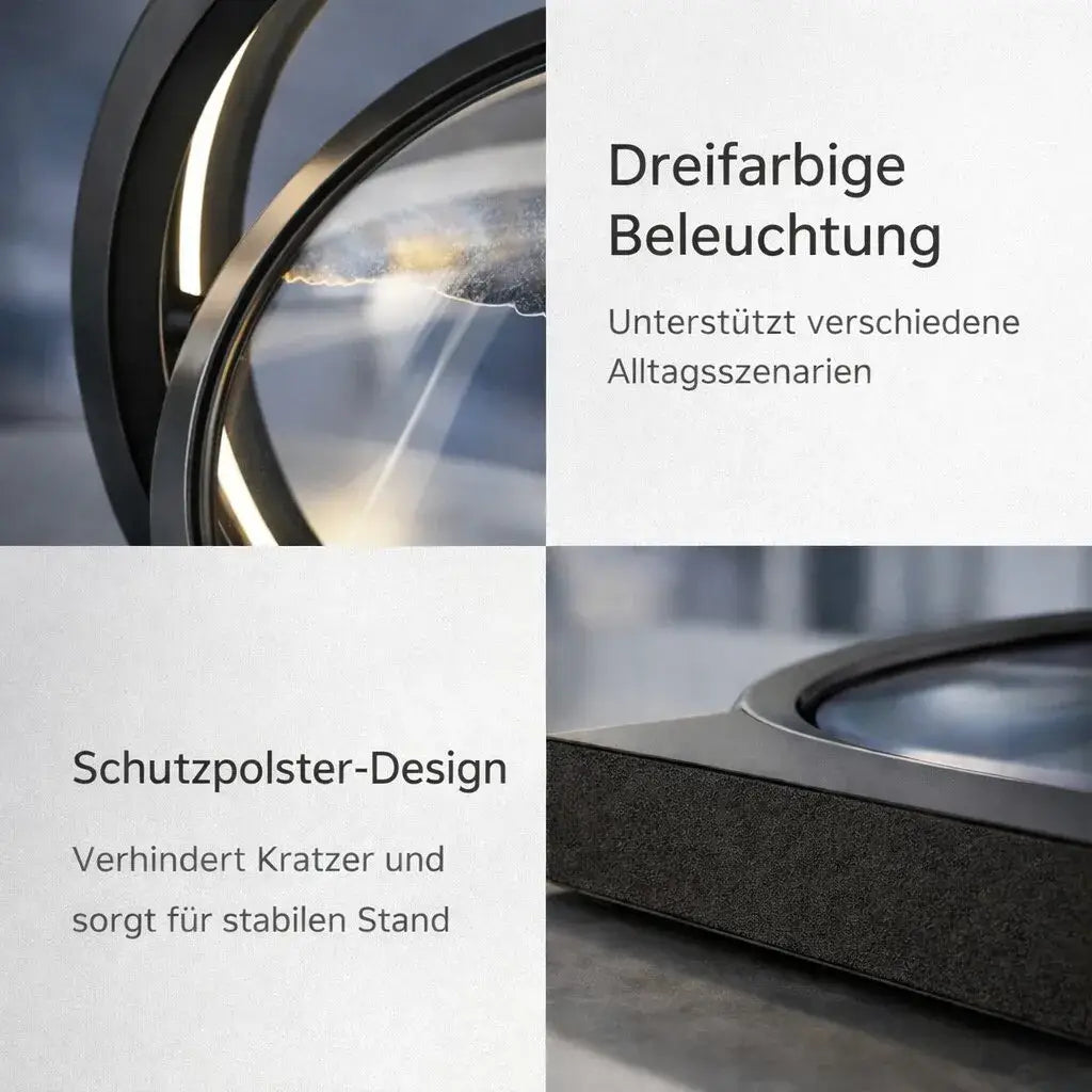 Dekorative LED Tischlampe | Moderne Designerlampe | Rotierendes Sandbild | SandScape