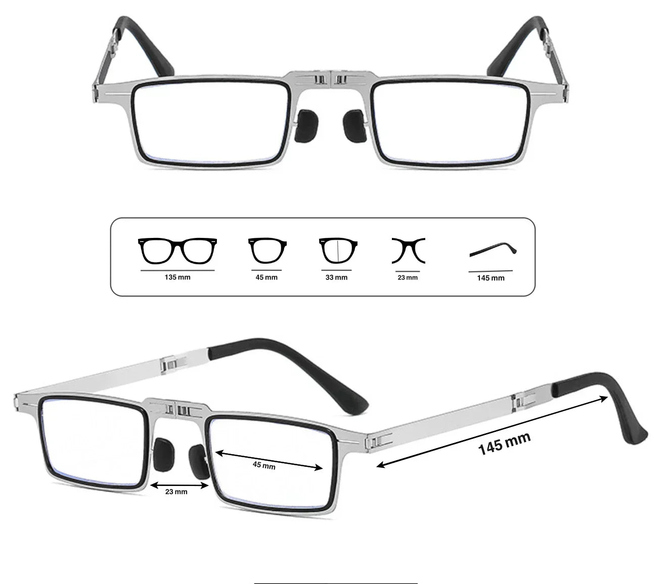 Faltbare Lesebrille mit Blaulichtfilter & Titanrahmen
