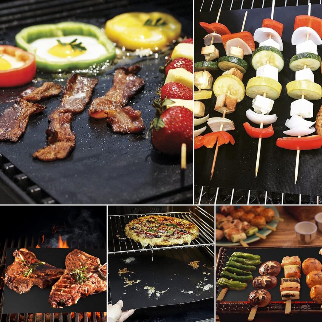 Grillmatte für Grill | Wiederverwendbare Antihaft-BBQ-Grillmatten (Set von 5) | Grillara