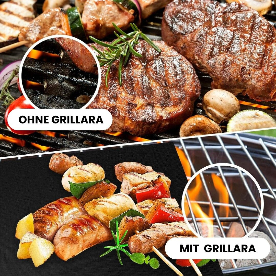 Grillmatte für Grill | Wiederverwendbare Antihaft-BBQ-Grillmatten (Set von 5) | Grillara