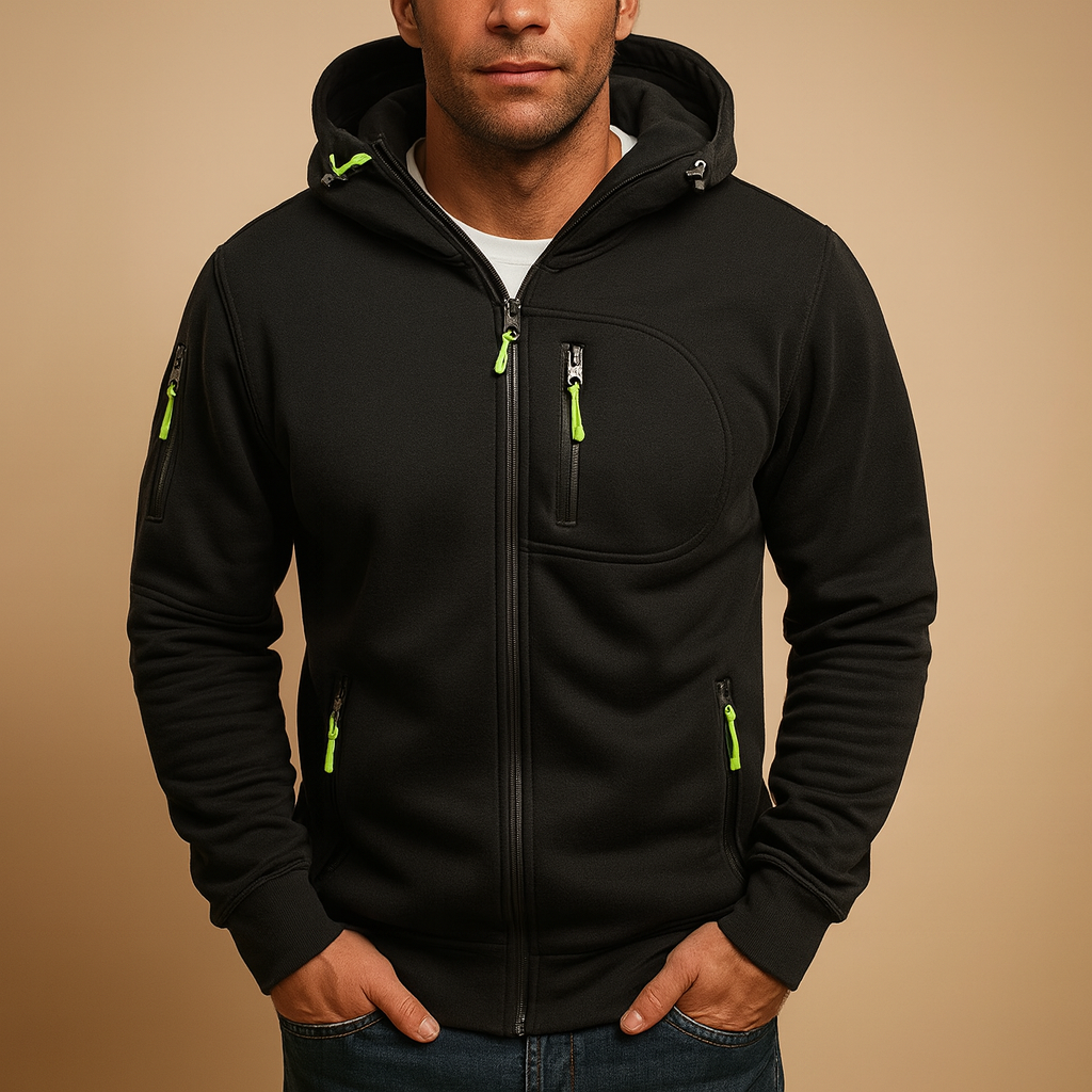 Herren Zip Hoodie mit verstellbarer Kapuze