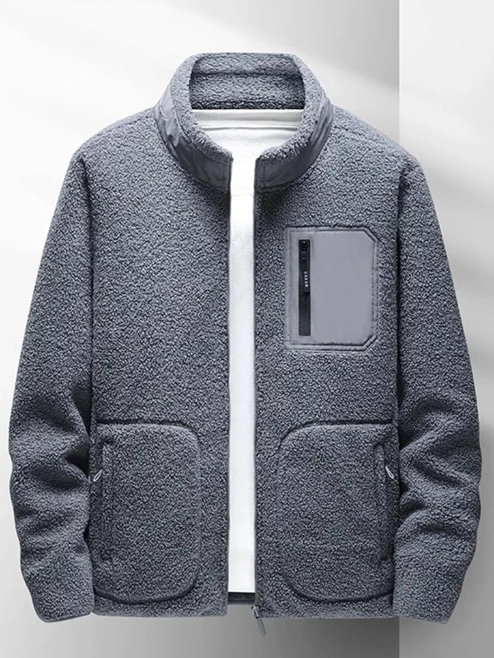 Herren Zip-Jacke mit hohem Kragen und mehreren Taschen