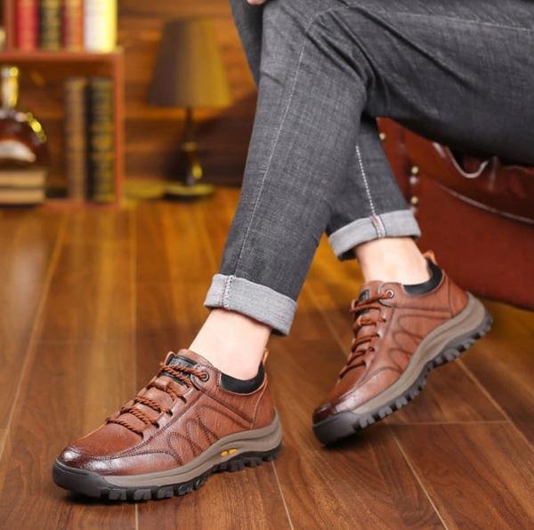 Bequeme und wasserdichte orthopädische Lederschuhe für Männer