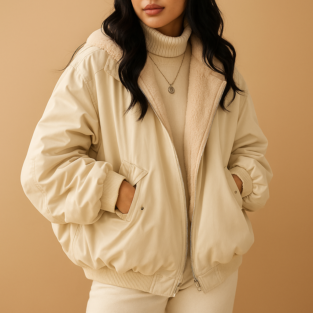 Damen Kurzer Wintermantel mit Kapuze – Warm & Stilvoll