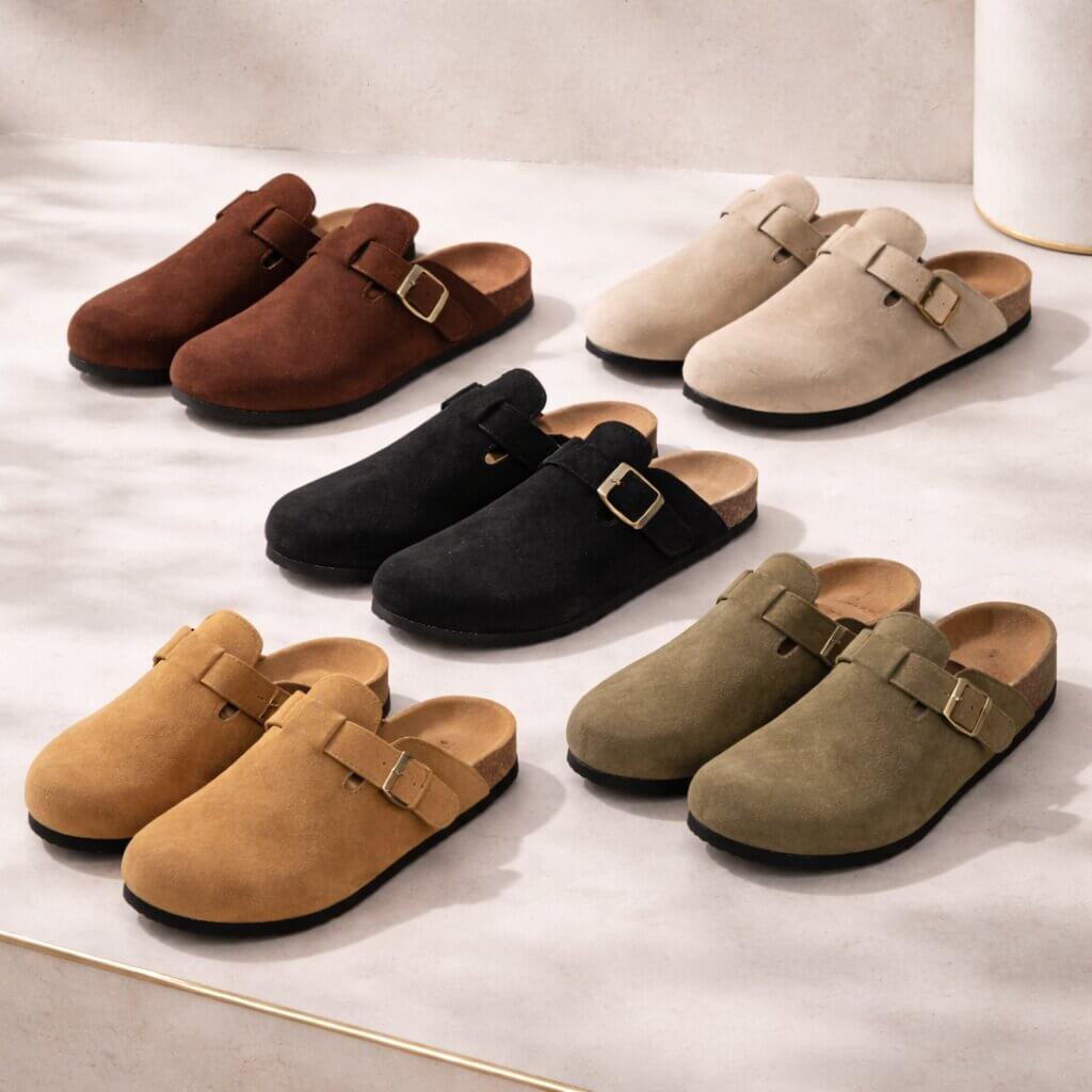 Orthopädische Hausschuhe für Damen & Herren | Wildleder Clogs | Pantoletten | Suedara