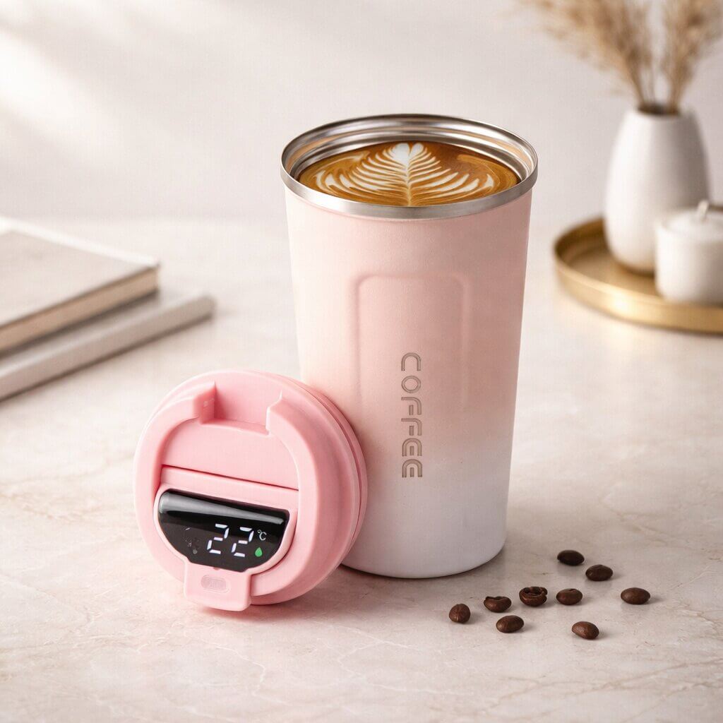 Thermobecher mit Temperaturanzeige | Smarter Trinkbecher aus Edelstahl | Themiora