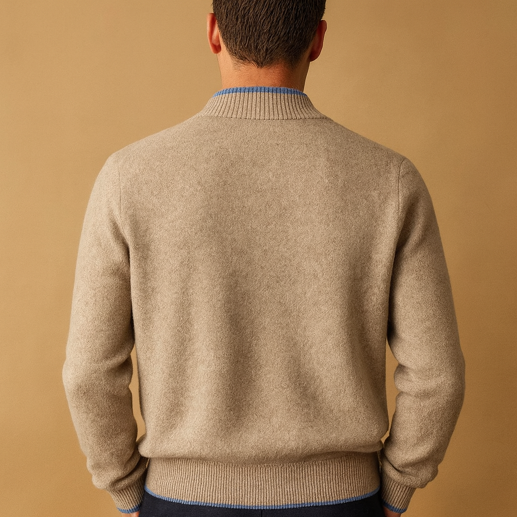 Herren Zip-Cardigan | Gerippter Kragenstrick mit bequemer Passform für den Alltag