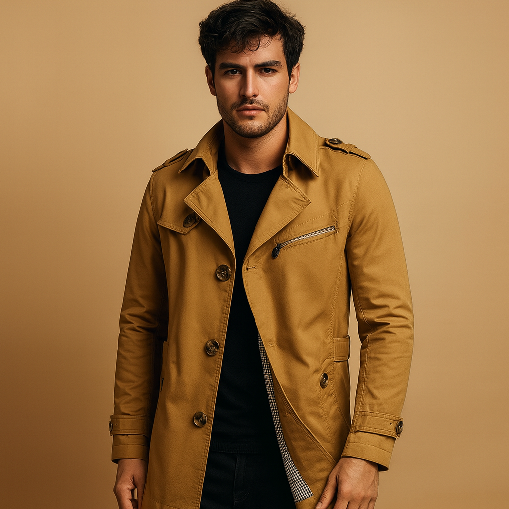 Herren wasserdichter Trenchcoat – Klassisches Doppelreiher-Design